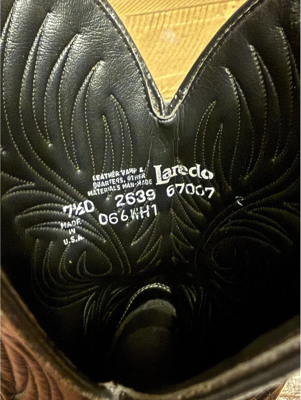 Laredo Men’s Cowboy Boots Mahogany Leather Vamp Size 7.5 D